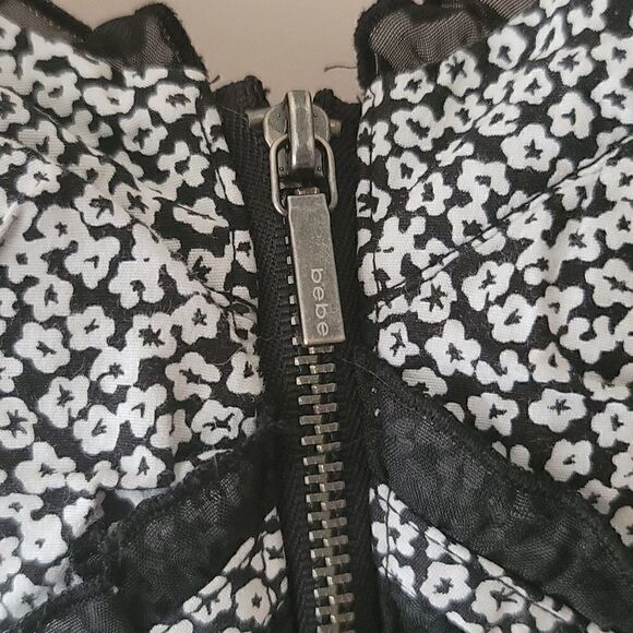 Bebe Black and White Floral Corset Bustier - Size S - Picture 4 of 7